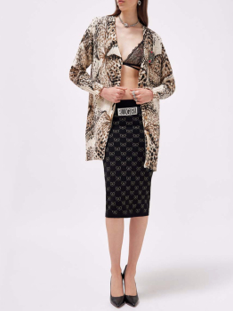BLUGIRL chaqueta larga con estampado de mariposas crudo, camel y marrón - 1
