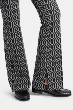 CAMBIO pantalón punto milano estampado negro,gris  bootcut, goma y bolsillo con cremallera - 4