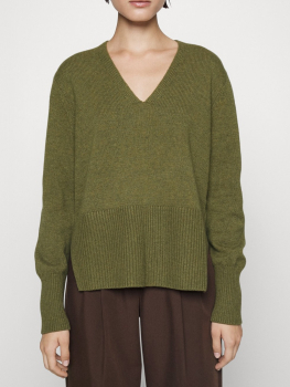 ECOALF jersey en lana color verde con escote pico - 1