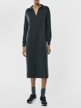 ECOALF vestido en lana color gris oscuro con  capucha