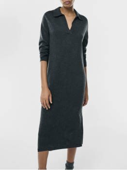 ECOALF vestido en lana color gris oscuro con  capucha - 3