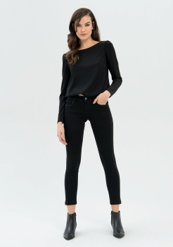 FRACOMINA jeans negro Shape Up skinny con  vivos de swarovski
