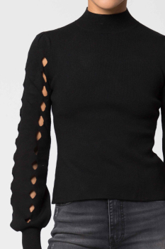 KOCCA jersey cuello redondo color negro con   agujeros en la manga - 4