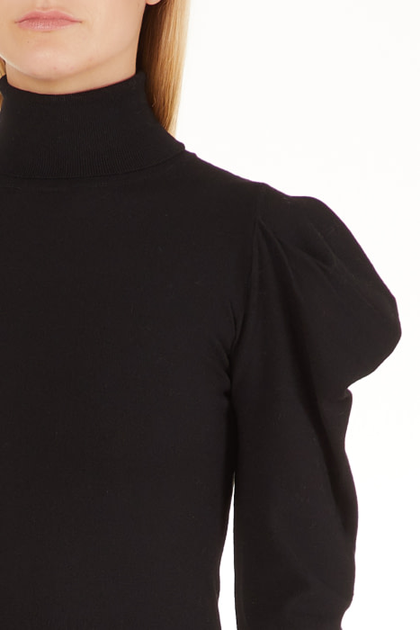 LIU·JO jersey cuello alto color negro con manga abullonada - 3