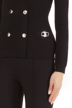 LIU·JO chaqueta en punto color negro con botones y aplcaciones en oro - 3