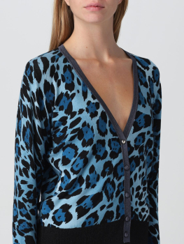 LIU·JO chaqueta punto con estampado animal print azul y negro - 3