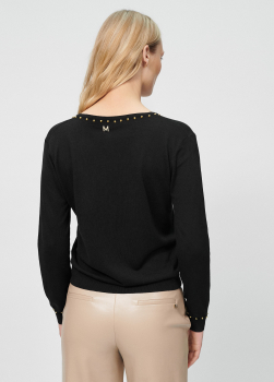 MAITE by  LOLA CASADEMUNT jersey escote pico negro con tachas - 4
