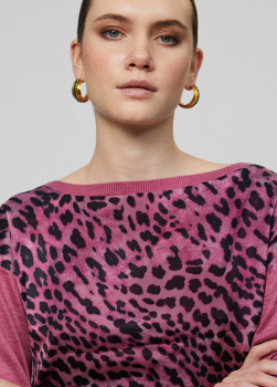 MAITE by  LOLA CASADEMUNT jersey combinado punto y raso con animal print rosa y negro - 2