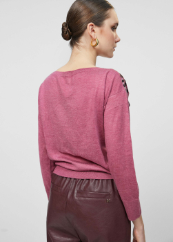 MAITE by  LOLA CASADEMUNT jersey combinado punto y raso con animal print rosa y negro - 3