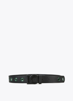 LOLA CASADEMUNT cinturón negro con hebilla verde - 2