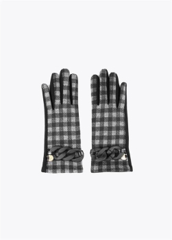 LOLA CASADEMUNT guante con estampado de quadro color negro y gris