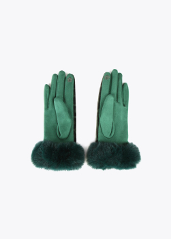 LOLA CASADEMUNT guante en animal print verde con pelo - 2