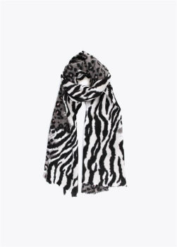 LOLA CASADEMUNT bufanda en animal print y cebra estampado gris - 2