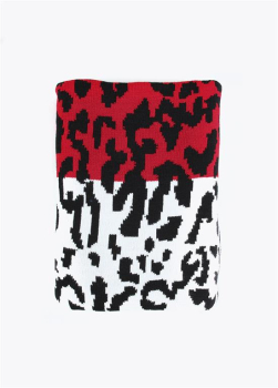 LOLA CASADEMUNT bufanda en animal print tricolor negro, blanco y rojo - 1