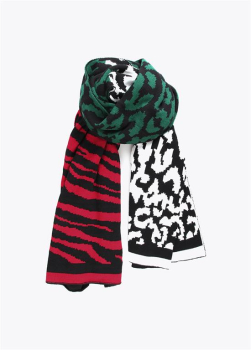 LOLA CASADEMUNT bufanda en animal print tricolor negro, blanco y verd - 2