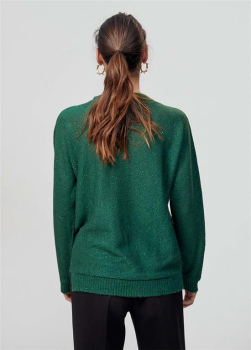 LOLA CASADEMUNT jersey escote pico en lamé color  verde - 2