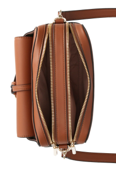 LIU·JO bolso en ecopiel color cuero con doble  cremallera y bolsillo con cierre en oro - 2