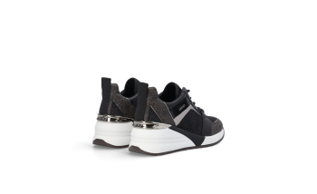 LIU·JO sneaker con topolino color negro con  lúrex y marrón con logotipo - 3