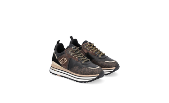 LIU·JO sneaker color marrón y negro con logotipo y suela en goma con vivos - 2
