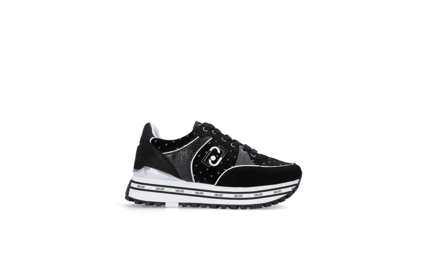LIU·JO sneaker color negro con fantasía plata y brillantitos