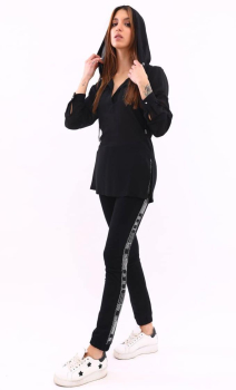 MET camisa negra semitransparente con tachas y  capucha - 4