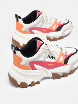 MICHAEL KORS sneaker blanca con vivos naranja y  fresa - 3