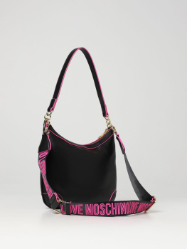 LOVE MOSCHINO bolso en ecolpiel color negro con asas con logotipo rosa - 2