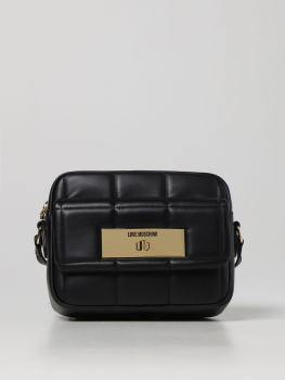 LOVE MOSCHINO bolso pequeño acolchado color negro con  chapa en oro - 1