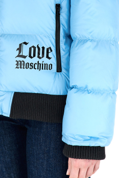 LOVE MOSCHINO cazadora azul cielo con capucha y  logotipo - 3
