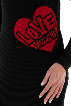 LOVE MOSCHINO vestido en punto color negro con con corazón - 3
