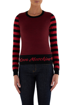 LOVE MOSCHINO jersey en rayas rojo y negro con  logotipo - 1