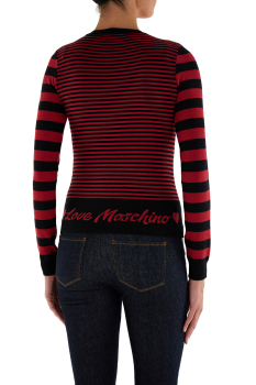 LOVE MOSCHINO jersey en rayas rojo y negro con  logotipo - 2