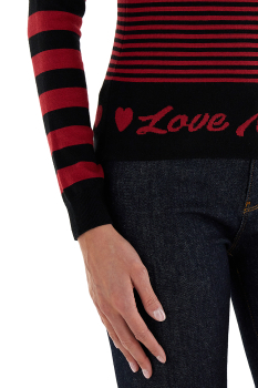 LOVE MOSCHINO jersey en rayas rojo y negro con  logotipo - 3