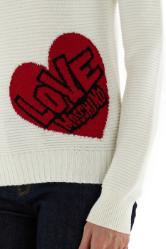 LOVE MOSCHINO jersey crudo con corazón rojo y logotipo - 3