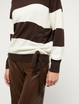 PENNYBLACK jersey lana rayas  crudo y marrón con frunzido lateral - 3