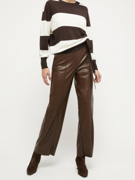 PENNYBLACK jersey lana rayas  crudo y marrón con frunzido lateral - 4
