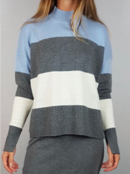 PENNYBLACK jersey de lana y cashmere en rayas  color gris, con manga ranglán - 1