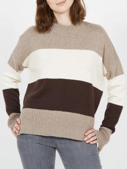 PENNYBLACK jersey de lana y cashmere en rayas  color marrón, con manga ranglán - 4