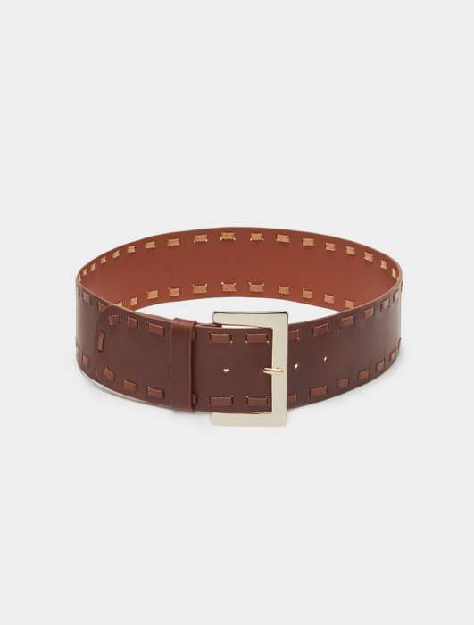 PENNYBLACK cinturón en  piel color marrón con  rivetes - 2