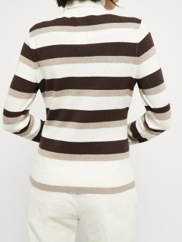 PENNYBLACK jersey cuello alto rayas marrón, camel y crudo en lana en cashmere - 3