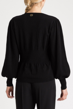 TWNSET jersey color negro con lentejuelas y escote pico - 2