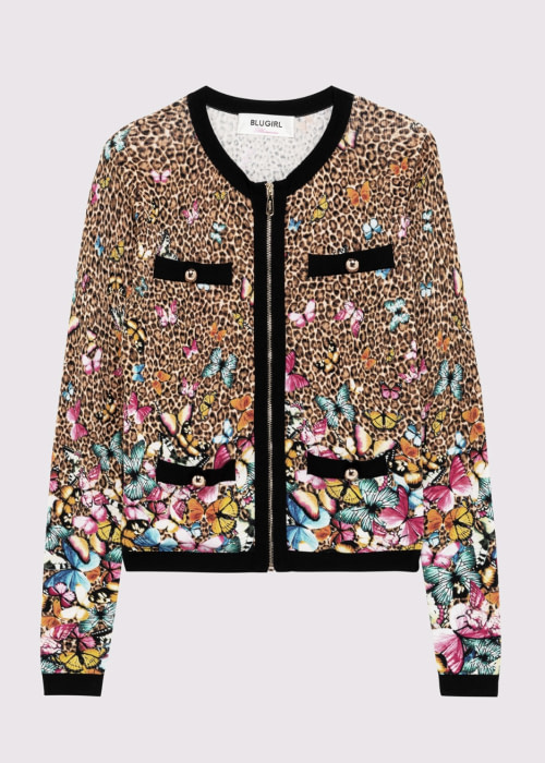 BLUGIRL chaqueta con cremallera con animal print   y estampado de mariposas - 3
