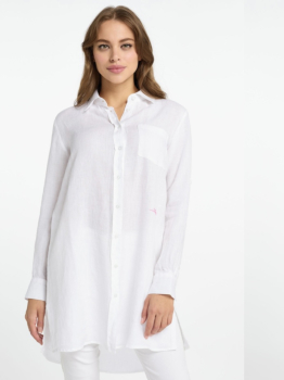 FRIEDA&FREDDIES camisa en lino color blanco con lettering en la espalda - 1