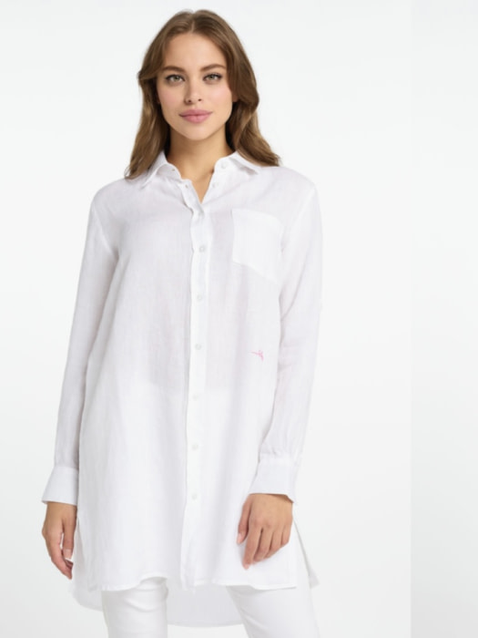 FRIEDA&FREDDIES camisa en lino color blanco con lettering en la espalda