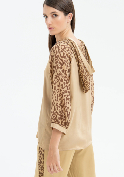 FRACOMINA camiseta combinada camel y animal print - 2