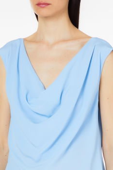 LIU·JO top con escote drapeado color azul cielo - 3