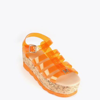 MAITE sandalia transparente color naranja