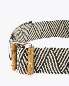 LOLA CASADEMUNT cinturón en rafia con hebilla de bambú estampado - 4