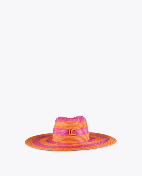 LOLA CASADEMUNT sombrero rayas naranja y fucsia - 2