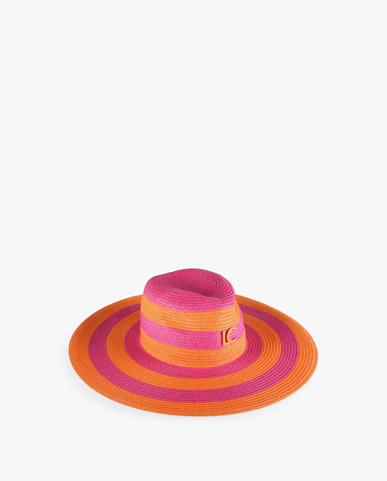 LOLA CASADEMUNT sombrero rayas naranja y fucsia - 3